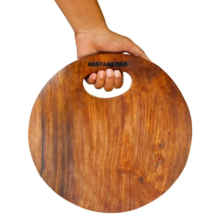 Chef & Food Blogger Favourite Hardwood Single Block Wood Shesam Wooden Chopping Board, 27 x 27 x 6 cm, 1 kg, Heavy Duty, Non-Slip Fruit Meats Vegetable Cutting Board Premium Finish