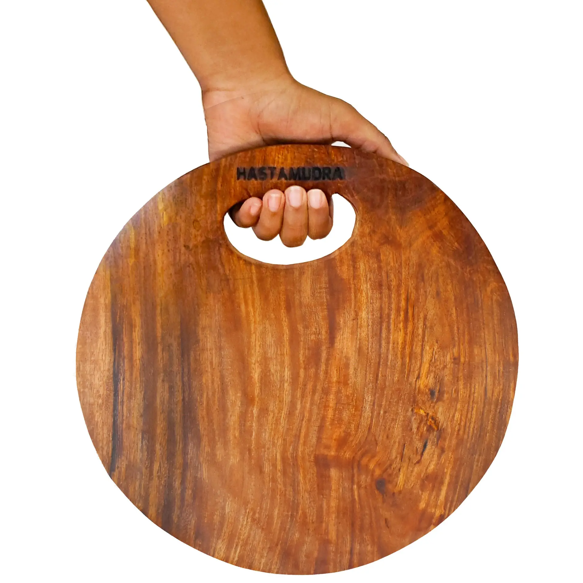 Chef & Food Blogger Favourite Hardwood Single Block Wood Shesam Wooden Chopping Board, 27 x 27 x 6 cm, 1 kg, Heavy Duty, Non-Slip Fruit Meats Vegetable Cutting Board Premium Finish