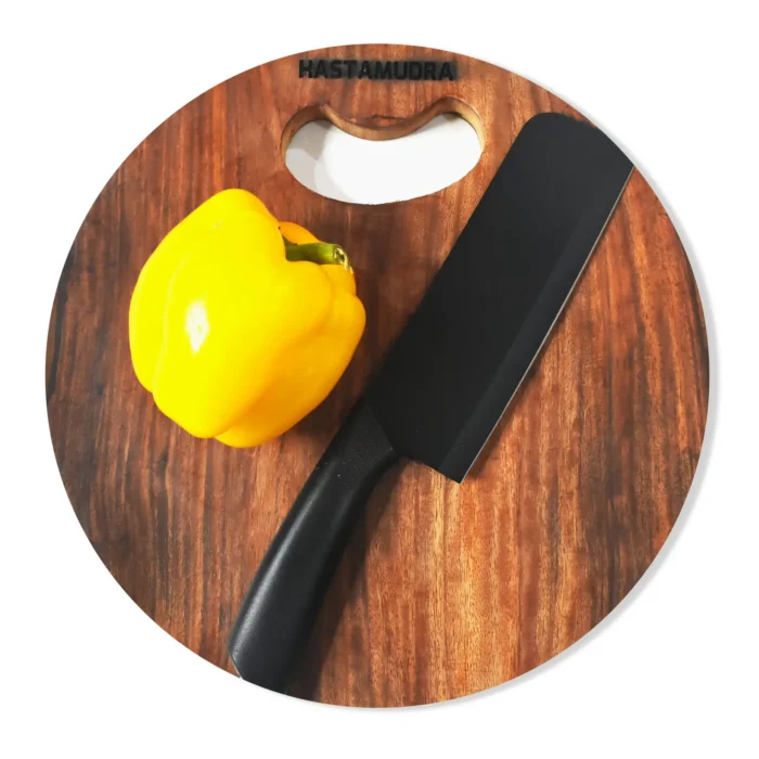 Chef & Food Blogger Favourite Hardwood Single Block Wood Shesam Wooden Chopping Board, 27 x 27 x 6 cm, 1 kg, Heavy Duty, Non-Slip Fruit Meats Vegetable Cutting Board Premium Finish