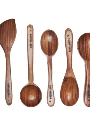 7 Piece Wooden Spoon Set for Cooking & Serving - Perfect for Chapati, Dosa, Rice, Dal, and Frying - Best Utensils for Daily Use - No Added Color or Polish Big Sise Spoons