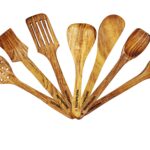 8 Piece Wooden Cooking & Serving Spoon Set - Includes Barrel - Nonstick and Perfect for Chapati, Dosa, Roti, Rice, Dal - No Added Color or Polish - Image 6