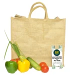 hastamudra Eco-Friendly Jute Shopping Bag for grocery & daily shopping with Breathable Net Panel | Stylish, Durable, and Can Carry Up to 5kg | Tote Bag