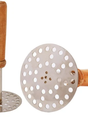 masher Stainless Steel Masher with Wooden Handle, 20cm Height, 10cm Width, Comfortable Grip, Easy to Clean, Efficient Mashing, Aesthetic Design