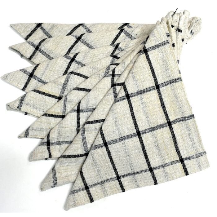 Hastamudra Pure Cotton 8 Piece Check Style Multipurpose Kitchen & Cleaning Cloth | 100% Cotton | 21 x 21 Inches | 400 Gram Easy Clean Quick Dry 180 GSM Designer Napkin