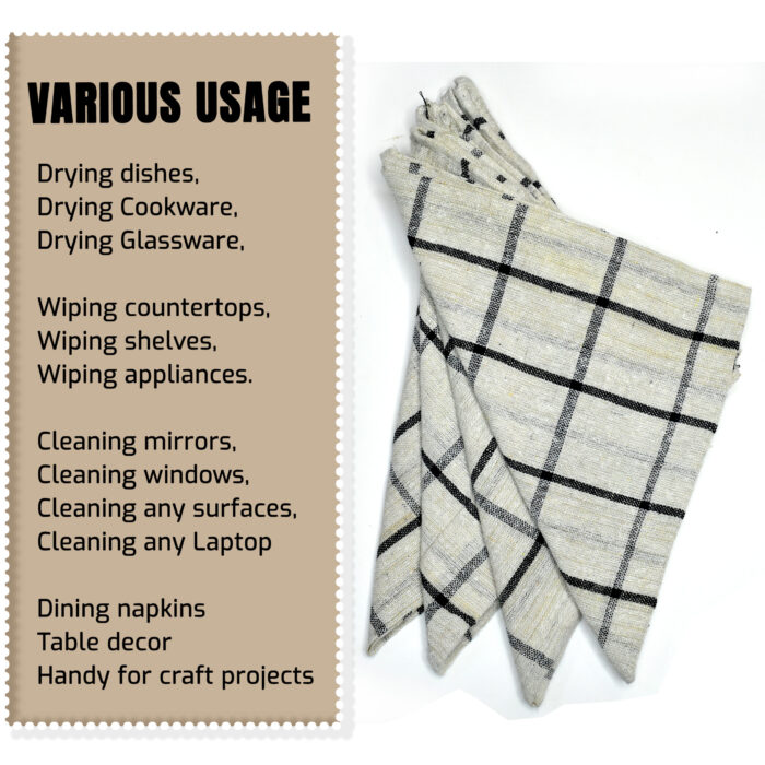 Hastamudra Pure Cotton 8 Piece Check Style Multipurpose Kitchen & Cleaning Cloth | 100% Cotton | 21 x 21 Inches | 400 Gram Easy Clean Quick Dry 180 GSM Designer Napkin
