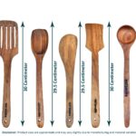 8 Piece Wooden Cooking & Serving Spoon Set - Includes Spoon Rest - Nonstick and Ideal for Chapati, Dosa, Roti, Rice, Dal - No Added Color or Polish - Image 7