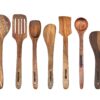 spoon-base- 7 Piece Natural Sheesham Wooden Spoon Set for Cooking & Serving - Nonstick, Scratch-Free Utensils for Chapati, Dosa, Rice, Dal - Eco-Friendly, No Added Color or Polish, Safe for Nonstick Cookware