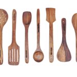 8 Piece Wooden Cooking & Serving Spoon Set - Includes Spoon Rest - Nonstick and Ideal for Chapati, Dosa, Roti, Rice, Dal - No Added Color or Polish - Image 6