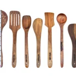 8 Piece Wooden Cooking & Serving Spoon Set - Includes Spoon Rest - Nonstick and Ideal for Chapati, Dosa, Roti, Rice, Dal - No Added Color or Polish - Image 4