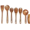 base-barrel 8 Piece Wooden Spoon Set for Cooking & Serving - Nonstick, Ideal for Chapati, Dosa, Roti, Rice, Dal, Frying, and Noodles - Includes Barrel - No Added Color or Polish