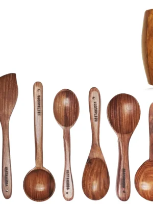 premium-wooden-spoons-with--barrel 8 Piece Premium Wooden Spoon Set with Barrel - Versatile, Durable, and Ideal for Cooking & Serving - No Added Color or Polish