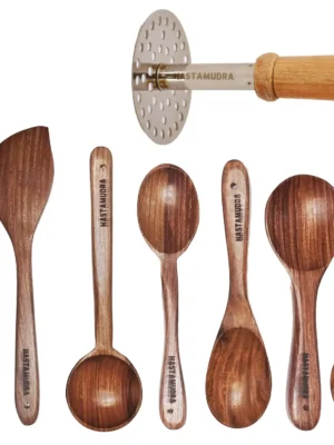 premium-wooden-spoons-with-masher 8 Piece Wooden Spoon Set with Heavy Masher - Versatile, Durable, and Perfect for Cooking & Serving - No Added Color or Polish