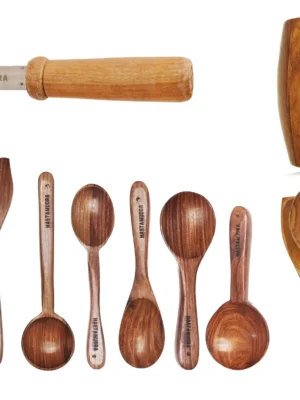 premium-wooden-spoons-with-spoon-rest-masher-barrel Hastamudra 10 Piece Wooden Spoon Set - Includes Barrel, Spoon Rest, and Heavy Masher - Versatile and Durable for All Cooking Needs