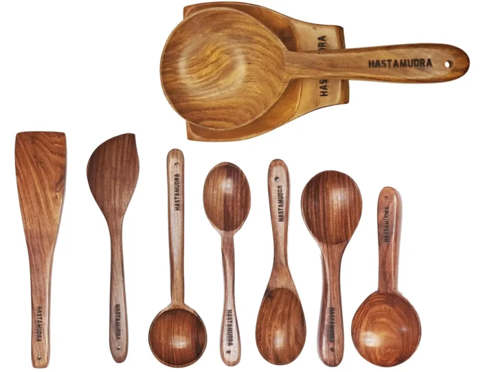 premium-wooden-spoons-with-spoon-rest 8 Piece Premium Wooden Spoon Set with Spoon Spatula Rest - Versatile, Durable, and Ideal for Cooking & Serving - No Added Color or Polish