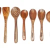 spoon-set-best 8 Piece Wooden Spoon Set for Cooking & Serving - Nonstick, Ideal for Chapati, Dosa, Roti, Rice, Dal, Frying, and Noodles - Includes Barrel - No Added Color or Polish