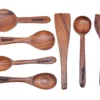 7 Piece Versatile Wooden Spoon Set for Cooking & Serving - Durable and Ideal for Home Chefs - No Added Color or Polish